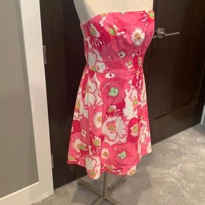 Lilly Pulitzer strapless pink floral dress